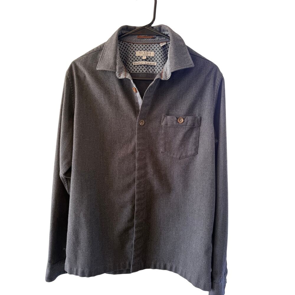 Ted Baker London Men's Charcoal Gray Button-Up Shirt